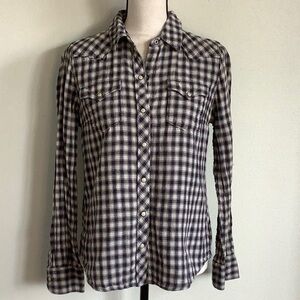 Lucky Brand checkered shirt size M navy/light grey